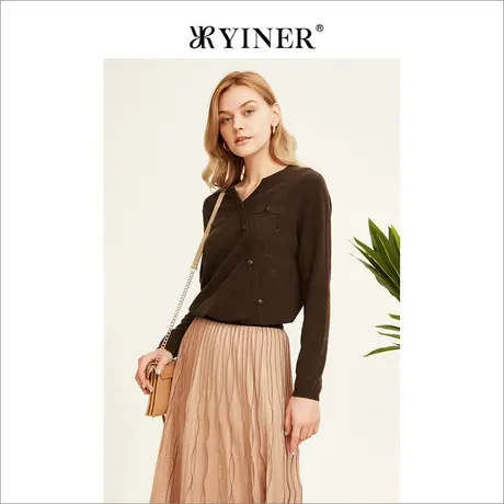 YINER音儿女装2022冬季新款v领套头羊毛毛衣商品大图