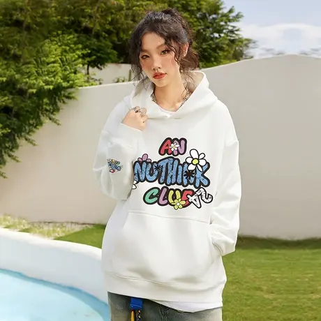 Nuthink美式重磅420g小众卫衣潮牌男潮加绒加厚宽松情侣外套春季商品大图