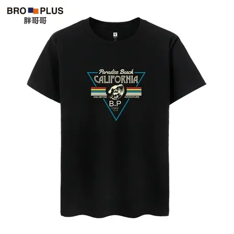 胖哥哥短袖t恤男ins潮流夏季新款简约宽松大码莫兰迪色体恤薄上衣图片