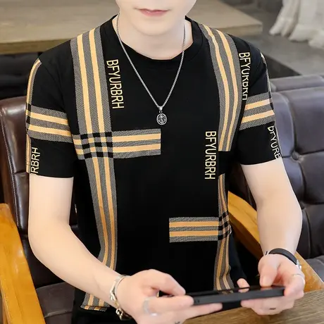 短袖t恤男士夏季薄款宽松潮流半袖体恤圆领百搭2023新款夏装上衣商品大图