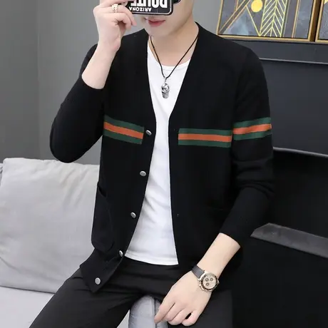 针织外套男韩版修身春秋薄款外穿潮流毛衣秋季上衣服外搭男士开衫商品大图