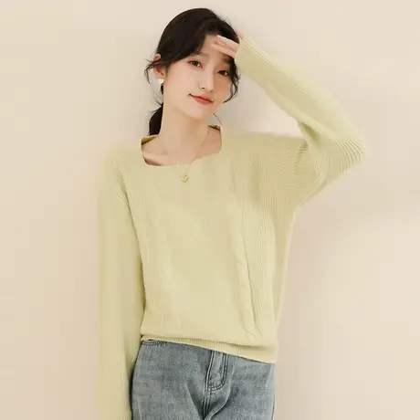韩潮袭人时尚方领长袖毛衣女女2023新款软糯慵懒风加厚打底衫上衣图片