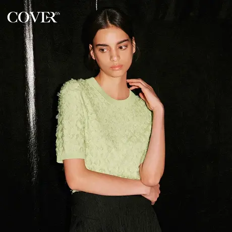 COVER秋季羊毛混纺剪毛圆领针织衫商品大图