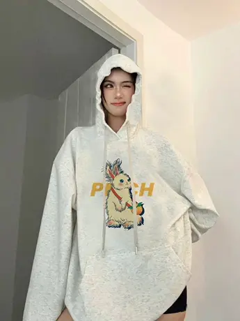 灰色连帽卫衣女2023新款爆款oversize大码宽松外套ins情侣上衣秋商品大图