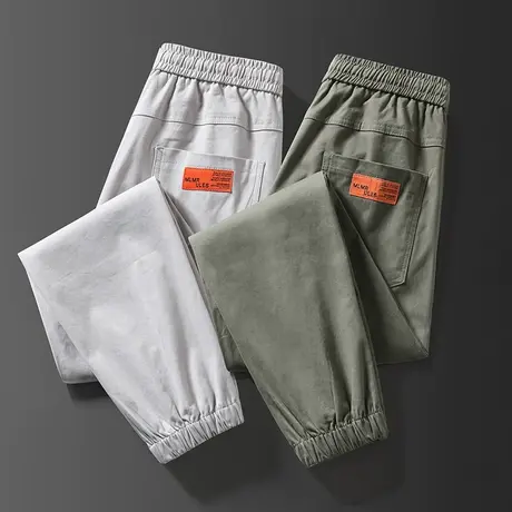 夏季纯棉裤子男裤2023年新款潮牌束脚工装裤男士秋季春秋款休闲裤商品大图