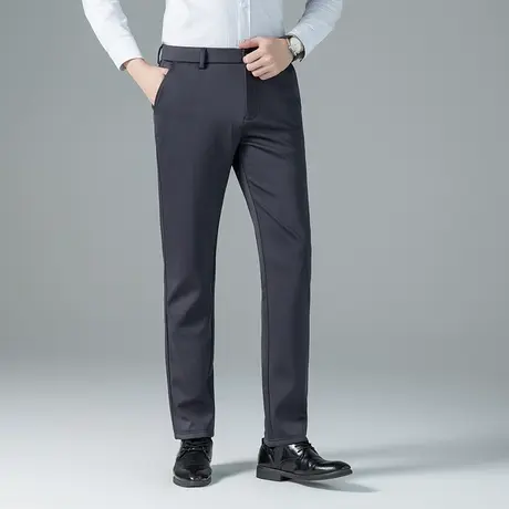 2023新款羊毛修身直筒裤子加绒加厚商务正装西裤秋冬季休闲裤男士图片