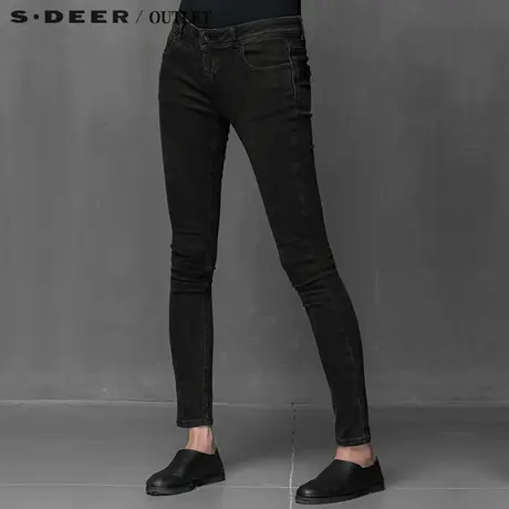 s.deer【新品】圣迪奥专柜正品极简印花修身休闲长裤商品大图