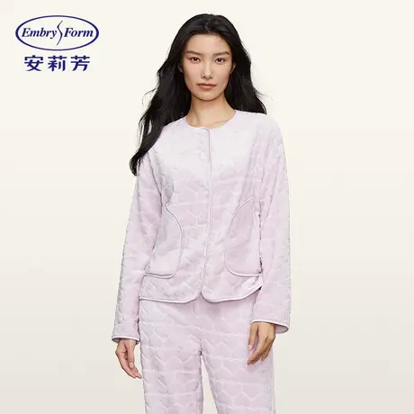安莉芳新品法兰绒圆领长袖女士家居服套装加厚可外穿睡衣EL00644图片