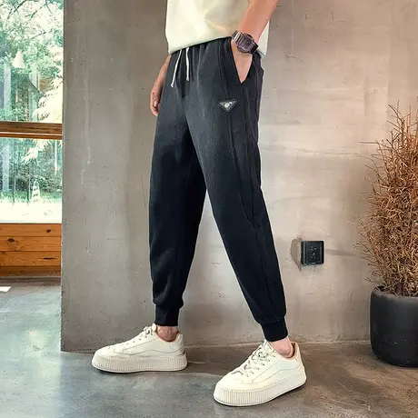 休闲裤子男春秋季2023新款灯芯绒宽松束脚运动长裤潮牌渐变色卫裤商品大图