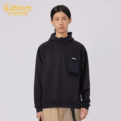 卡宾男装潮流连帽卫衣秋秋款时尚简约黑色卫衣宽松街头H图片