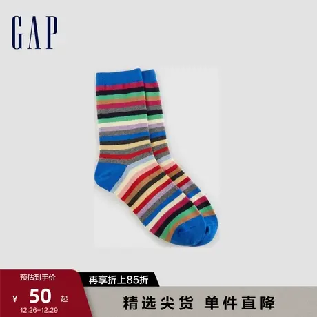 Gap男装冬季新款时尚创意提花图案针织中筒袜休闲弹力袜840873图片