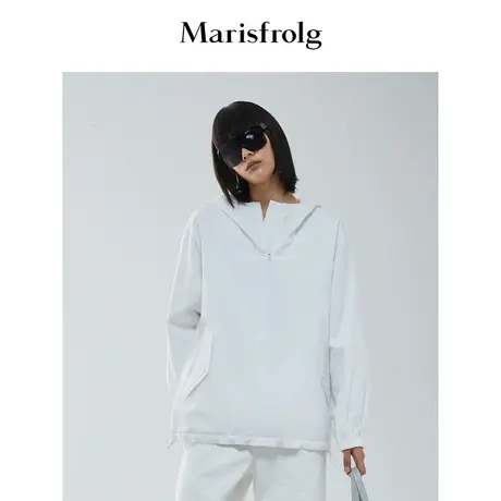 【天然亲肤系列】玛丝菲尔冬季新款简约百搭减龄白色卫衣商品大图