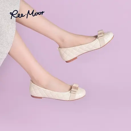 REEMOOR软底女鞋春秋单鞋女圆头蛋卷鞋浅口船鞋平底奶奶鞋子睿慕商品大图