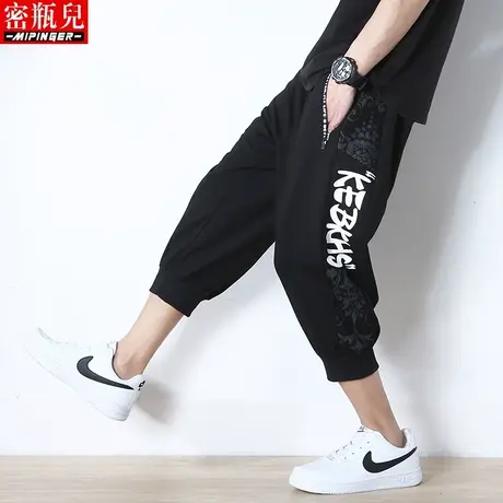 七分中裤男夏季男士休闲运动短裤男加肥加大青少年7分男装裤子男商品大图