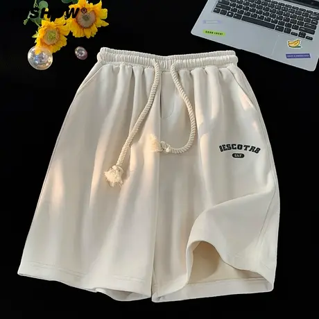 VIISHOW百搭印花字母休闲裤男夏季cityboy潮流直筒五分运动卫裤商品大图