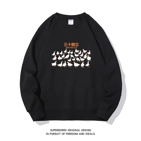 趣味搞笑三十鹅立卫衣男青少年小众设计感套头圆领宽松休闲上衣图片