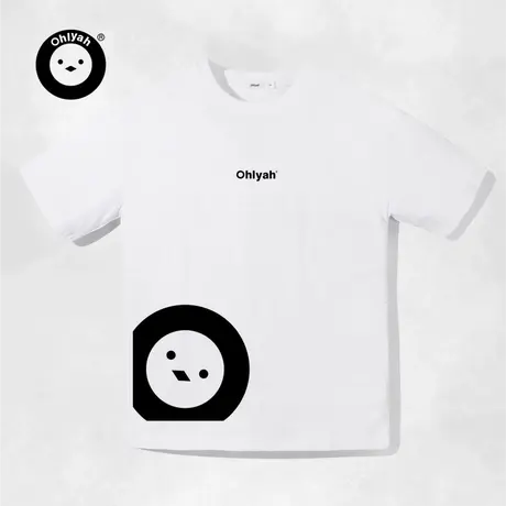 Ohlyah设计师原创卡通品牌小萌鸡印花短袖T恤女纯棉重磅潮情侣装图片