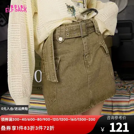 妖精的口袋复古高腰超短裙牛仔半身裙女2023春秋新款a字辣妹裙子图片