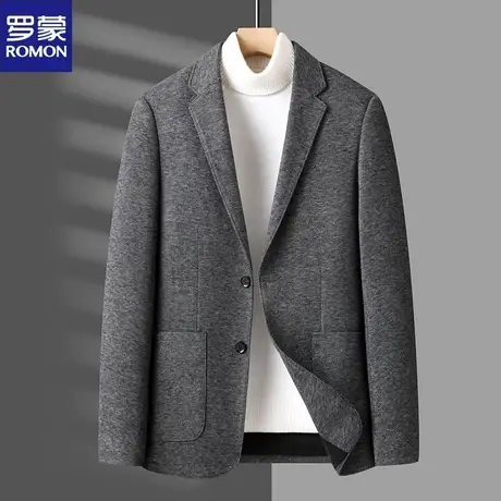 罗蒙羊毛西装外套男秋冬季新款时尚单西中青年通勤小西服单件上衣图片