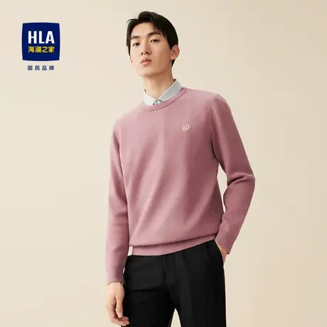 【奥莱清仓】HLA/海澜之家2023保暖针织衫亲肤舒适假两件毛衣男图片