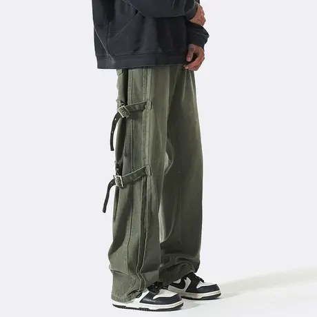 工装裤男秋冬季高街潮牌宽松直筒裤2023新款垂感拖地阔腿休闲长裤商品大图