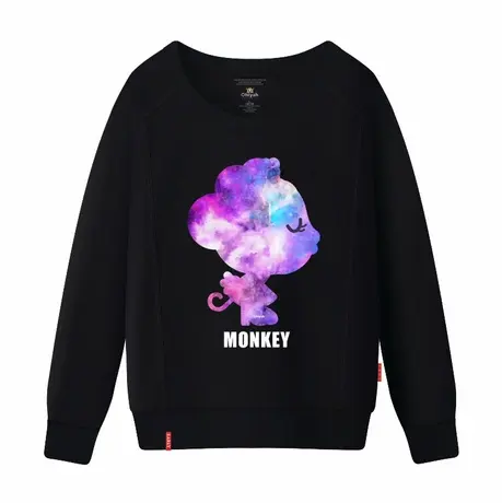 Ohlyah品牌情侣秋装男女黑色长袖T恤春卫衣休闲大码个性卡通上衣商品大图