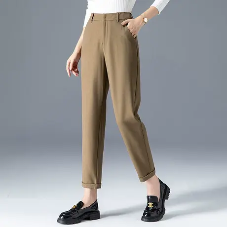 高腰西装裤女春秋2023新款小个子九分裤直筒休闲裤秋季萝卜哈伦裤商品大图