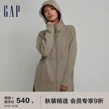 Gap女装秋季2023新款空气三明治长款风衣式卫衣756421休闲外套图片
