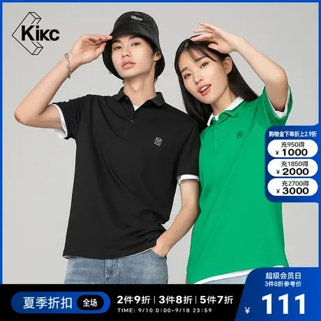 kikc短袖polo衫2022夏季新款韩版男女同款修身潮流休闲翻领上衣商品大图