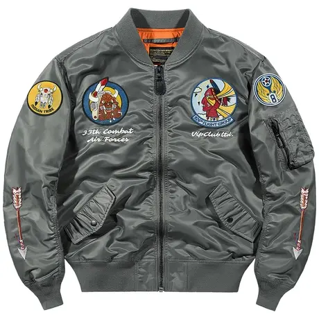 VIP秋季ma1飞行员夹克男宽松vintage棒球服刺绣工装外套薄款潮牌商品大图