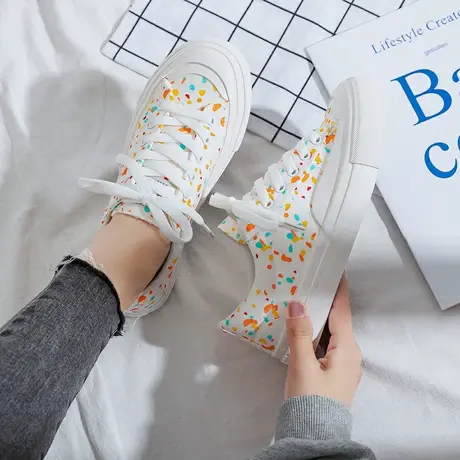 夏季帆布鞋女2021新款韩版百搭复古学生透气小白鞋ins街拍潮鞋商品大图