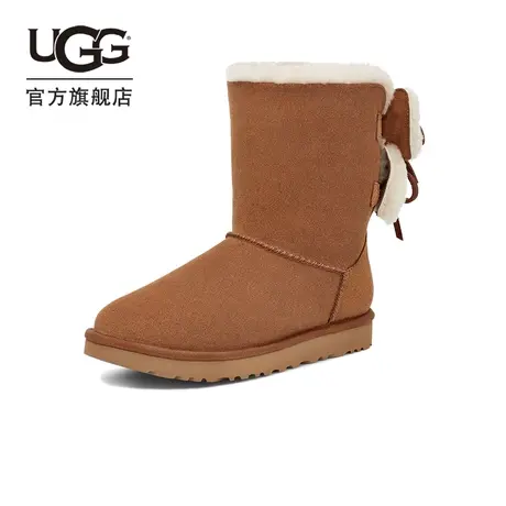 UGG冬季女士经典靴双蝴蝶结短靴休闲舒适中筒雪地靴 1127131图片