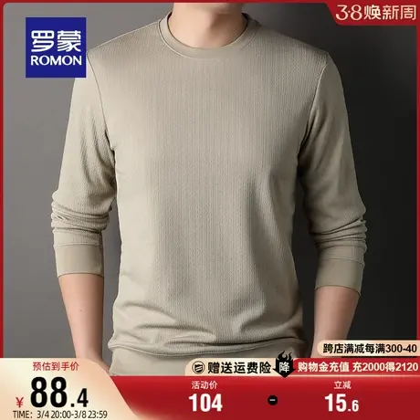 罗蒙卫衣男士宽松百搭圆领套头长袖2024春季新款时尚简约打底上衣商品大图