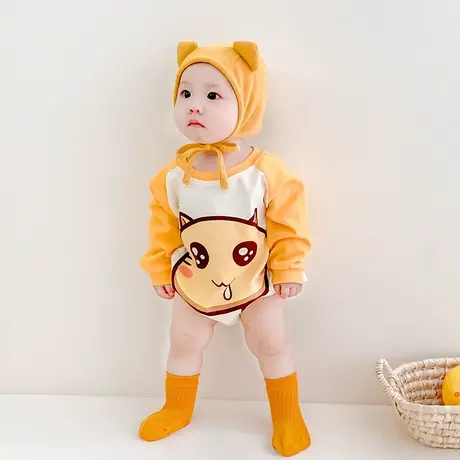 新生婴儿连体衣服夏季薄款套装纯棉空调睡衣宝宝夏装长袖哈衣爬服商品大图