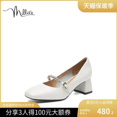 millies妙丽女鞋春商场同款漆牛皮复古玛丽珍粗跟女单鞋SEP15AQ2商品大图