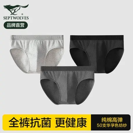 七匹狼男士内裤三角裤男生纯棉全棉抗菌裤衩青少年大码短裤头男款商品大图