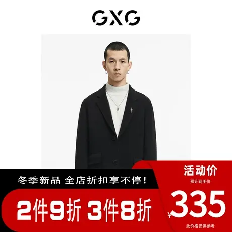 GXG男装[新尚]【生活系列】冬新品商场同款重塑系列黑色长款大衣图片