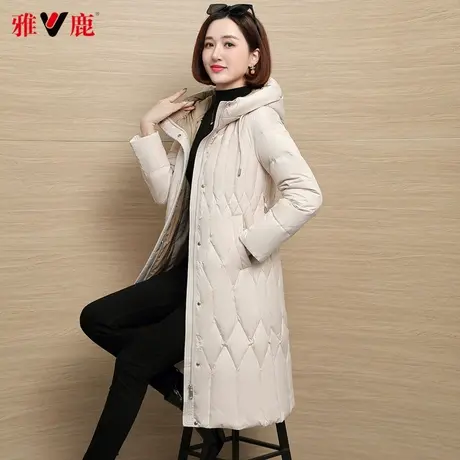 雅鹿羽绒服女中长款妈妈款2022冬季新款休闲宽松保暖连帽外套高端商品大图