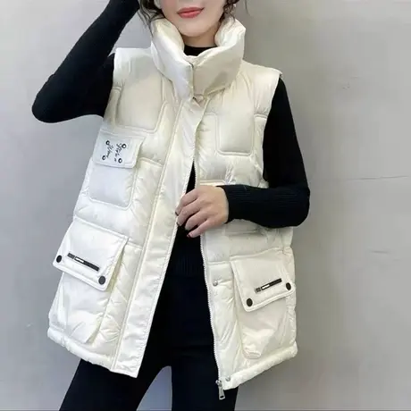 羽绒棉马甲女短款2023秋冬新款韩版宽松坎肩外穿百搭背心马夹外套图片