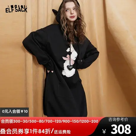 妖精的口袋连帽卫衣连衣裙女2023秋季新款小个子甜美风宽松长裙子图片