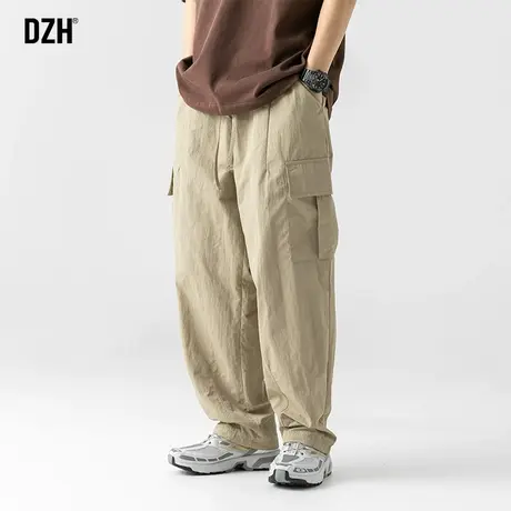 男士卡其色直筒休闲裤男潮流韩版春夏款美式工装裤2023新款高街裤商品大图