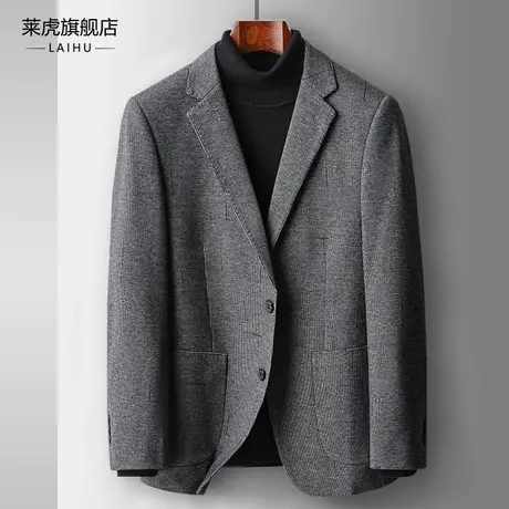 休闲西装外套2022秋季新款千鸟格修身时尚商务单件小西服男士上衣商品大图
