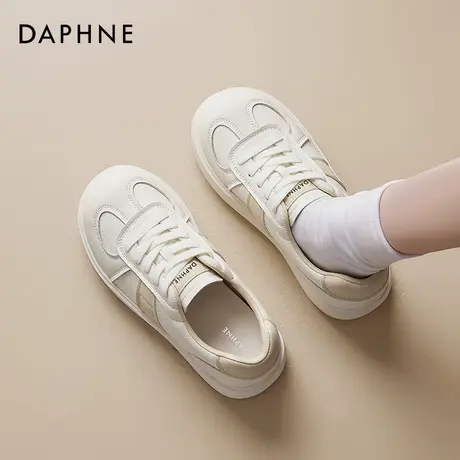 达芙妮小白鞋女2025新款夏季百搭厚底软面包系带薄款透气运动板鞋商品大图
