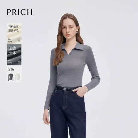 【超能小太阳严选】PRICH绵羊毛复古polo领打底毛针织衫2025新款商品大图