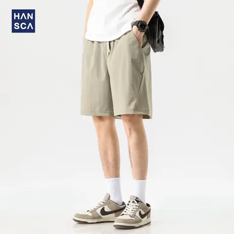 hansca150g轻薄冰丝速干休闲短裤男款夏季凉感宽松弹力运动五分裤商品大图