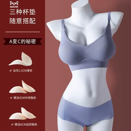 猫人外扩胸型内衣女小胸显大加厚聚拢无痕无钢圈漫画胸韩国文胸罩图片