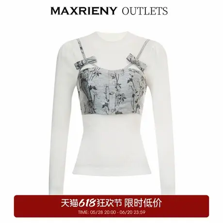 【奥莱】MAXRIENY复古蝴蝶结针织秋季毛衫吊带轻奢商品大图