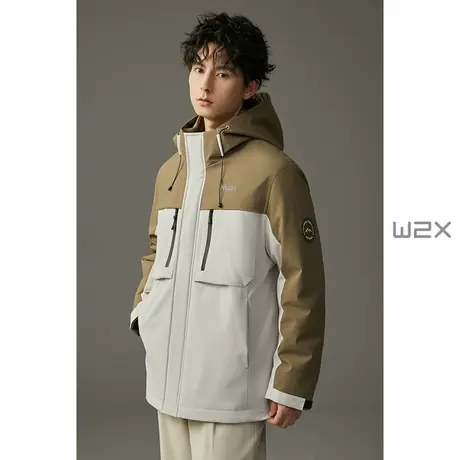 w2x冬季加厚防水户外冲锋羽绒服男90白鸭绒时尚休闲设计感外套商品大图