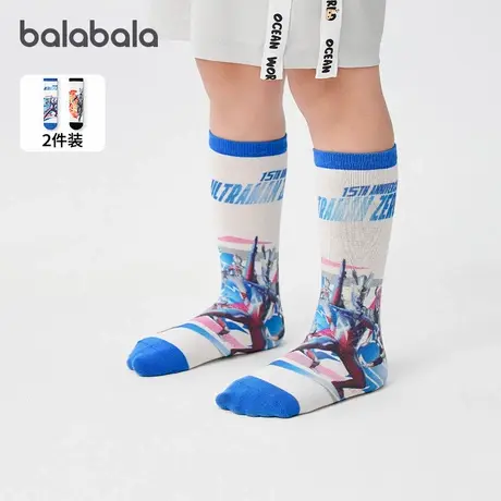 【奥特曼IP】巴拉巴拉儿童袜子男童大童中筒袜印花弹力舒适两双装图片