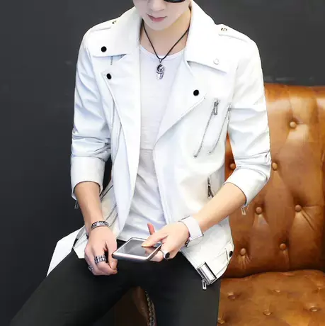 男士皮衣服春季外套潮流春秋装夹克2023新款青年韩版修身帅气冬季商品大图